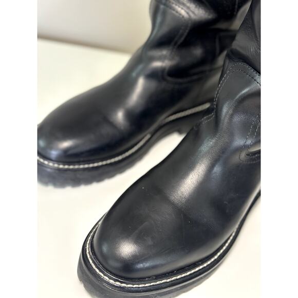 Jimmy Choo Womens Black Leather Shearling Lined Yomi Boots Size 37 Made in Italy - Picture 2 of 9